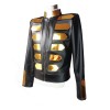Nightclub Gold Fashion Leather Jacket DJ Singers Rock Punk Motorcycle Jacket